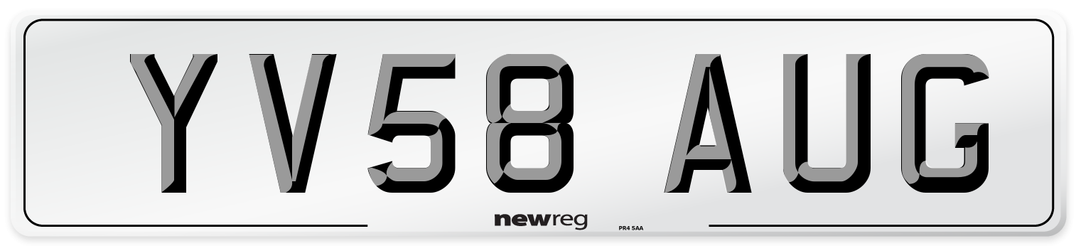 YV58 AUG Number Plate from New Reg